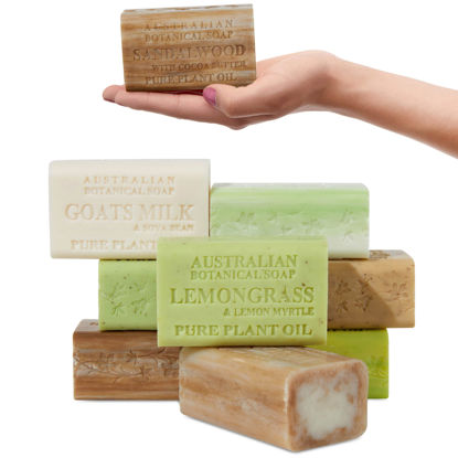 Picture of Australian Botanical Soap, Variety Pack, Goats Milk, Eucalyptus, Sandalwood, Coconut, Oat Milk, Aloe Vera, Lemongrass, Tea Tree Soap Bars | All Skin Types | Shea Butter Enriched - Assorted Pack of 8