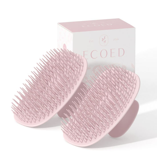 Picture of ecoed 2 PC Scalp Massager Shampoo Brush, Scalp Scrubber for Dandruff Removal, Scalp Care Hair Brush Wet & Dry detangler for Men and Women.