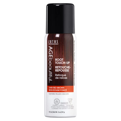 Picture of AGE beautiful Root Touch Up Hair Color Spray | Touch-Up Gray Concealer | Temporary Cover Up | Adds Volume & Covers Thinning Patches | Water, Sweat, Stain Resistant | Dark Red Brown | 2 Fl Oz