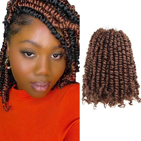 Picture of The BOHOBABE Crochet Passion Twist Hair Pretwisted 12 Inch Short Pre-looped Passion Twist Crochet Braiding Hair 8 Packs(30#)