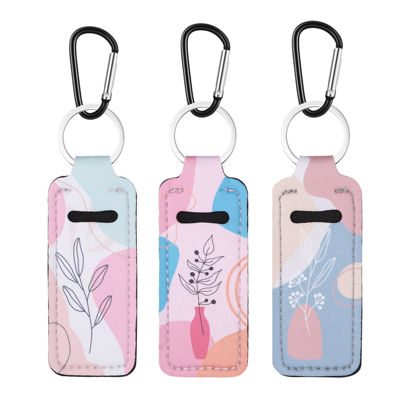 Picture of Pengxiaomei 3 Pcs Boho Chapsticks Holder Keychain, Stocking Stuffers for Women Lip Balm Keychain Holder with Metal Clip