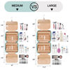 Picture of Travel Hanging Toiletry Bag for Women and Men, with 8 Leak Proofing Silicone Bottle Covers, Waterproof Makeup Accessories, Cosmetic Essentials, Toiletries Dopp Kit Set with Jewelry Organizer, Blue