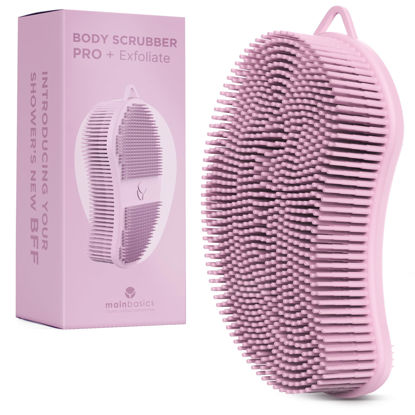 Picture of MainBasics Exfoliating Silicone Body Scrubber Pro 2-in-1 Shower Scrubber for Body, Silicone Loofah and Body Exfoliator (Pale Pink, Body + Exfoliate)