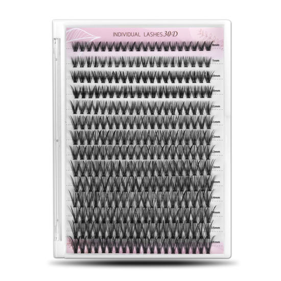 Picture of WONSIS Individual Lashes, Lash Clusters, 280 Pcs 30D Individual Lash Extensions, Natural Soft Lightweight Reusable DIY Eyelash Extensions, Thickness 0.07mm C Curl False Eyelashes (30D 8-16mm)…