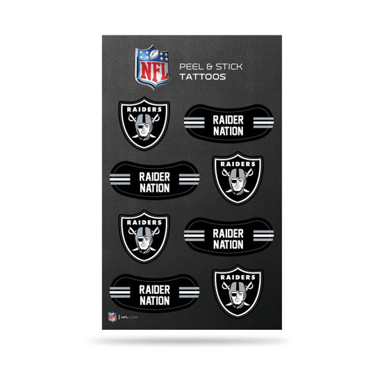 Picture of Rico Industries NFL Football Las Vegas Raiders Peel & Stick Temporary Tattoos - Eye Black - Game Day Approved!
