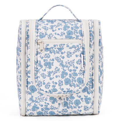 Picture of Narwey Hanging Toiletry Bag Women Travel Makeup Bag Organizer Toiletries Bag for Travel Size Essentials Accessories Cosmetics (Medium,Little Blue Flower)