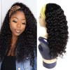 Picture of XSY Headband Wig Deep Wave Human Hair Wigs 14 Inch Curly Human hair Glueless None Lace Front Wigs for Black Women Deep Wave Machine Made Wigs Natural Color