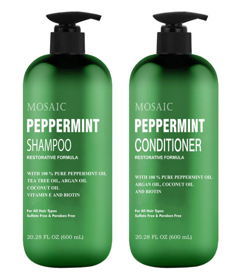Picture of Peppermint Oil Shampoo and Conditioner Set for Hair Growth and Thickening - For Thinning Hair and Hair Loss Treatments for Women & Men, Sulfate Free, 20.2 FL Oz Each