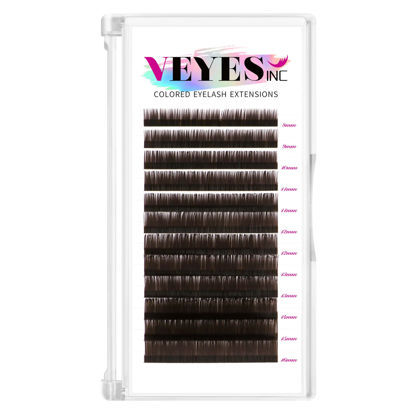 Picture of VEYES INC Colored Lash Extensions 03 05 07 15 C/D Curl 8-16mm Mixed Length Tray, Premium Individual Silk Eyelashes, Professional Supplies for Lash Techs (Dark+ Brown 0.15 D 8-16mm)