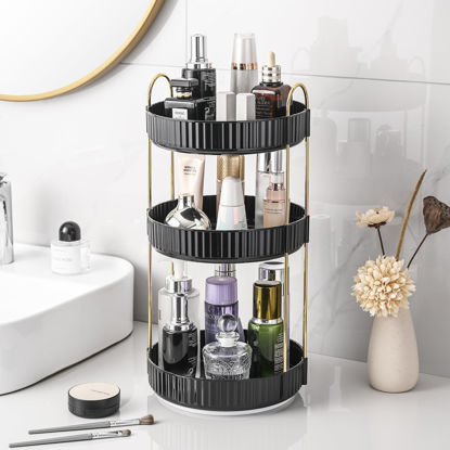 Picture of Aveniee 360 Rotating Makeup Organizer for Vanity, Skincare Make Up Organizers Large, Spinning Bathroom Counter Organizer Shelf Holder for Cosmetics, Skin Care, Lipsticks(3 Tiers, Black)