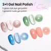 Picture of MIZHSE Moonlight Cat Eye Gel Nail Polish, Magnetic Gel Polish Set with Sheer Pink Nail Gel and 1 Magnet Stick, Glossy Effect Nail Gel Green Blue Pink Soak Off UV/LED Nail Art Salon Manicure Home Gift