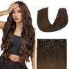 Picture of Clip in Human Hair Extensions 115G Medium Brown 100% Real Human Hair Clip in Extensions Soft Silky Straight 7pcs 16clips One Pack(22 Inch #4)