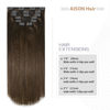 Picture of Clip in Human Hair Extensions 115G Medium Brown 100% Real Human Hair Clip in Extensions Soft Silky Straight 7pcs 16clips One Pack(22 Inch #4)
