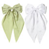 Picture of Furling Pompoms Hair Bows Clips for Women,White Bows Clip for Hair Green Bows Hair Barrette Spring Clips Long Tail Alligator Clips Bow Hair Accessories 2pcs