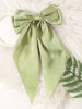 Picture of Furling Pompoms Hair Bows Clips for Women,White Bows Clip for Hair Green Bows Hair Barrette Spring Clips Long Tail Alligator Clips Bow Hair Accessories 2pcs