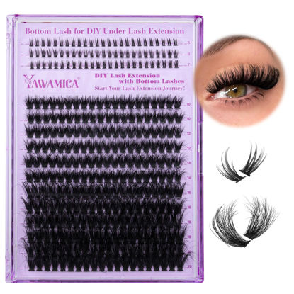 Picture of Yawamica Cluster Eyelash Extensions Fluffy Lash Clusters with Bottom Lashes 200D Volume Individual Lashes 315pcs Wispy Eyelash Clusters 10-20mm DIY Lash Extension at Home