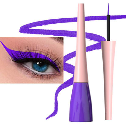Picture of evpct 1Pcs Blue Violet Liquid Eyeliner Waterproof Blue Voilet Eye Liners for Women, Eyes Wing Stamps Shapes Colored Eyeliner delineador de ojos a prueba de agua contra el agua blanco para ojos