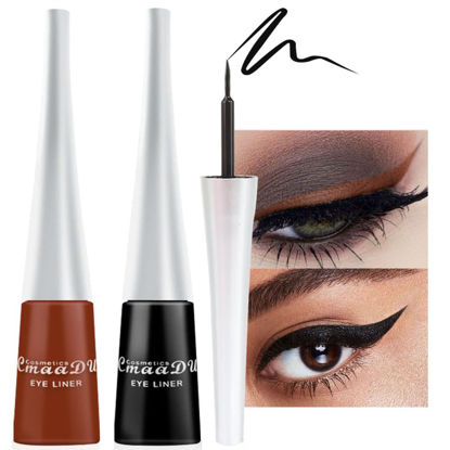 Picture of evpct 2Pcs Black Brown Liquid Eyeliner Colorful Set Waterproof Colored Color Eye Liners for Women Stamps Shapes for Eyes delineadores de colores para ojos delineador de ojos contra el agua 06&13