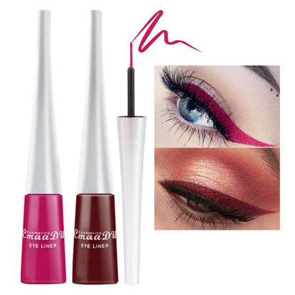 Picture of evpct 2Pcs Rose Dark Brown Red Liquid Eyeliner Colorful Set Waterproof Colored Eye Liners for Women Stamps Shapes for Eyes delineadores de colores para ojos delineador de ojos contra el agua 08&17