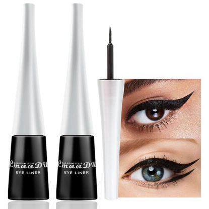 Picture of evpct 2Pcs Black & Black Liquid Eyeliner Colorful Set Waterproof Colored Color Eye Liners for Women Stamps Shapes for Eyes delineadores de colores para ojos delineador de ojos contra el agua 13&13