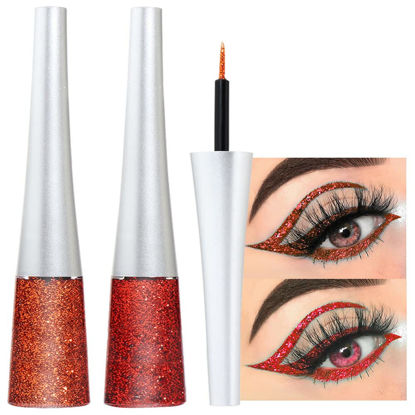 Picture of evpct 2Pcs Bronzer Red Color Liquid Glitter Eyeliner Set, Long-wearing and Waterproof