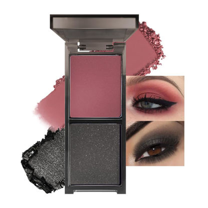 Picture of CAKAILA Wine Red Black Two Color Matte Shimmer Eyeshadow,Bright High Pigment Eye Shadow Powder,Professional Long-Lasting Waterproof Makeup Palette,Blendable,Easy-To-Apply and Compact for Travel