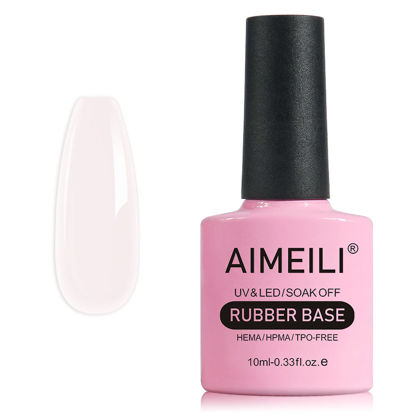 Picture of AIMEILI Hema Free Rubber Base Gel For Nails, Soak Off U V LED Clear Sheer Gel Nail Polish, 4 in 1 Nail Strengthen/Enhance/Base Coat/Color Gel Polish - (443) 10ml