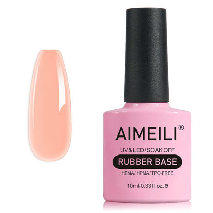 Picture of AIMEILI Hema Free Rubber Base Gel For Nails, Soak Off U V LED Clear Sheer Gel Nail Polish, 4 in 1 Nail Strengthen/Enhance/Base Coat/Color Gel Polish - (449) 10ml