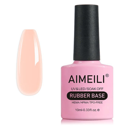 Picture of AIMEILI Hema Free Rubber Base Gel For Nails, Soak Off U V LED Clear Sheer Gel Nail Polish, 4 in 1 Nail Strengthen/Enhance/Base Coat/Color Gel Polish - (445) 10ml