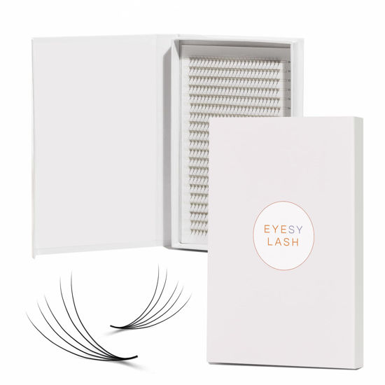 Picture of Eyesy Lash Promade Fans 600 Easy Fans | 5D 0.07 Curl C Mixed Lengths 8-16mm | XL Tray 20 Lines Ultra Speed Eyelash Extension Premade Lashes Volume Lash Extensions Pestanas Pelo A Pelo