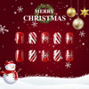 Picture of Christmas Press on Nails Short Square Fake Nails Xmas Red Glitter False Nails With Snowflake Nails Glossy Full Cover Stick on Nails Acrylic Winter Artificial Nails for Women Glue on Nails 24 Pcs