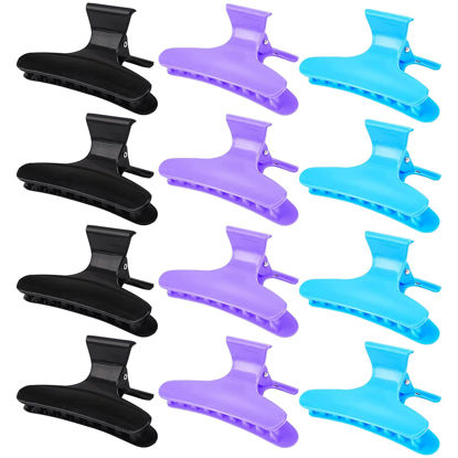Picture of Ondder Hair Clips, 12 Pack - Butterfly Hair Clips Clamps Claws Pro Salon Hair Clips for Cutting, Styling, Sectioning, Coloring Hair - Hair Accessories for Women Girls