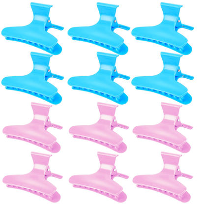 Picture of Ondder 12 Pack Butterfly Hair Clamps Clips Hair Claw Clips Salon Pro Section Clip for Styling Sectioning Cutting Coloring Hair Clips Hairdressing Salon Tool Hair Accessories for Women Girls
