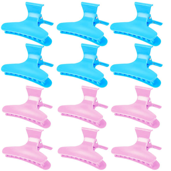 Picture of Ondder 12 Pack Butterfly Hair Clamps Clips Hair Claw Clips Salon Pro Section Clip for Styling Sectioning Cutting Coloring Hair Clips Hairdressing Salon Tool Hair Accessories for Women Girls