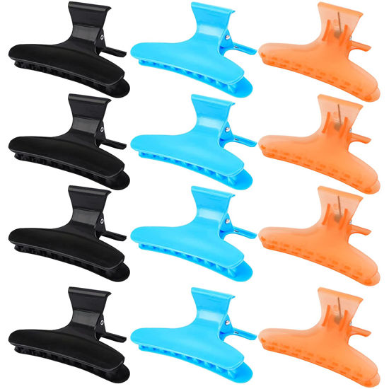 Picture of Ondder Hair Clips for Styling, Cutting, Coloring - Butterfly Claw Clamps and Sectioning Clips for Salon and Home Use - Hair Accessories for Women and Girls in Black, Blue, and Orange