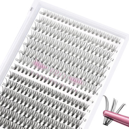 Picture of 280 Pcs Individual Lashes 10+20-D-9-16mix Cluster Lashes 10D 20D C D Curl Wispy Lashes Bottom Lashes DIY Lashes At Home（10+20-D-9-16mix）