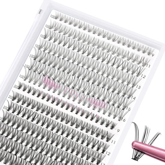Picture of 280 Pcs Individual Lashes 10+20-D-9-16mix Cluster Lashes 10D 20D C D Curl Wispy Lashes Bottom Lashes DIY Lashes At Home（10+20-D-9-16mix）