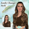 Picture of KooKaStyle Clip in Synthetic Hair Extensions Long Wavy 4PCS Black&Dark mix light brown Fiber Double Weft Natural Hair Extensions 20 Inch for Women