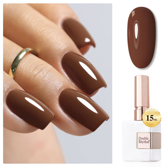 Picture of Double Rhythm 15ML Gel Polish Jelly Sheer Pastel Light Milky Color 1 PC 0.53 OZ Bottle UV Nail Polish Art Salon at Home for Women (Deep Brown-B-A1446)