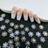 Picture of 100pcs Snowflake Nail Art Decorations Christmas Iridescent Nail Art Charms White Transparent Snowflake Nail Supplies Mini Flatback Snow Shape Nail Art Accessories for Women Girls Manicure Decoration