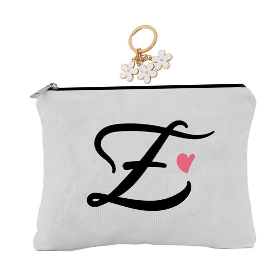 Picture of A-Z Embroidered letter combination cosmetic bag，Personalized Present Bag,cute Makeup Bag, Suitable for Wedding, Birthday, Holiday, is a Great Gift for Women, Mom, Teachers, Friends, Bridesmaids (E)