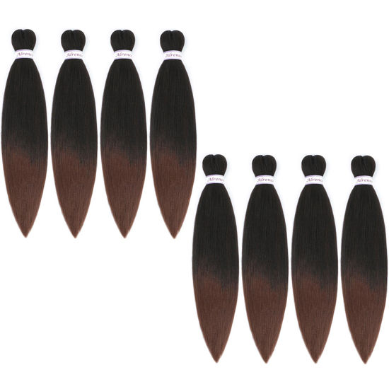 Picture of Alrence Pre Stretched Braiding Hair Long Braid 14 Inch 8 Packs Professional Braiding Hair Extensions Synthetic Crochet Twist Braids (14 Inch, T1B/30)