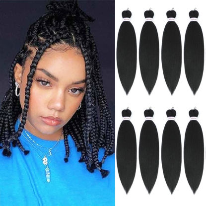 Picture of Alrence Pre Stretched Braiding Hair Long Braid 12 Inch 8 Packs Professional Braiding Hair Extensions Synthetic Crochet Twist Braids (12 Inch, 1B#)