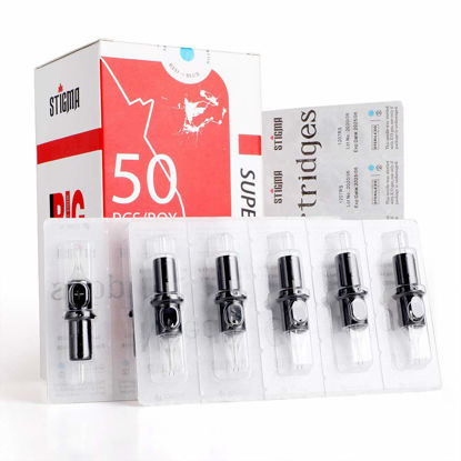 Picture of STIGMA #12(7RL) Standard Disposable Tattoo Needle Cartridges with Membrane Safety Cartridges for Tattoo Artists Round Liner 50Pcs Super Value Pack EN05-50-1207RL