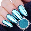 Picture of PrettyDiva Cyan Chrome Nail Powder, Snowflake Blue Chrome Nail Powder Metallic Mirror Powder for Nails Glitter Pigments Powder for Winter Holiday Nail Art Decoration
