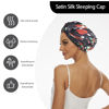 Picture of Silk Satin Sleeping Bonnet Women: Christmas Gift Stocking stuffers Cap - Hair Care - Holiday Gifts Exchange Ideas - Christmas Black
