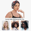 Picture of Silk Satin Sleeping Bonnet Women: Christmas Gift Stocking stuffers Cap - Hair Care - Holiday Gifts Exchange Ideas - Christmas Black