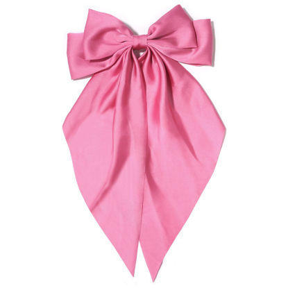 Picture of Large Hair Bows for Women Lotus Pink Silky Satin Hair Bow Hair Clips Long Tail Oversize Hair Ribbon Coquette Bows Hair Accessories for Girls