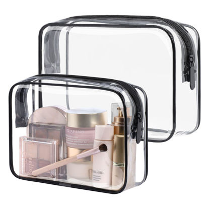 Picture of PACKISM TSA Approved Toiletry Bag - Clear Makeup Bags in 2 Size, Durable with Supporting Frame, Perfect for Travel Essentials, Carry-on Airport Airline Compliant Bag, Black