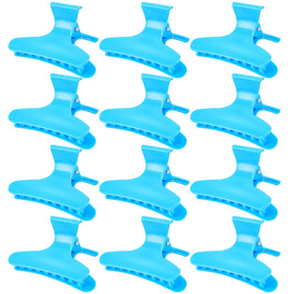 Picture of Ondder 12 Pack Butterfly Hair Clamps Claw Clips Salon Pro Section Clip for Styling, Sectioning, Cutting, Coloring Hair Clips Hairdressing Salon Tool Hair Accessories for Women Girls